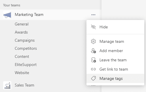 Hidden features in Teams - Manage Tags